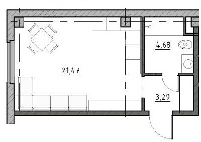 1-кімнатна 29.44 м² в ЖК The Apartments від 19 800 грн/м², Одеса