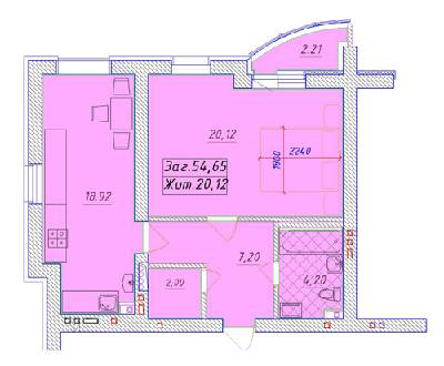 1-кімнатна 54.65 м² в ЖК Комфорт Сіті від 23 800 грн/м², Київ