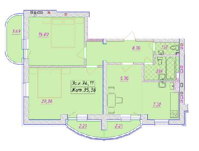 2-кімнатна 74.11 м² в ЖК Комфорт Сіті від 22 000 грн/м², Київ