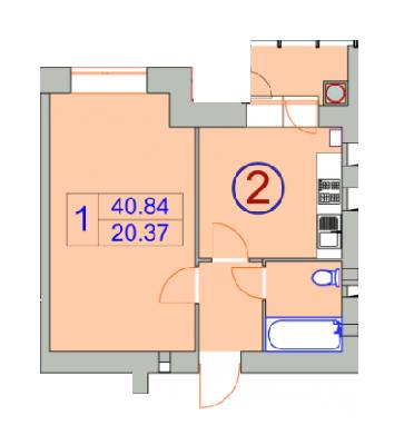 1-комнатная 40.84 м² в ЖСК Счастливый от застройщика, Хмельницкий