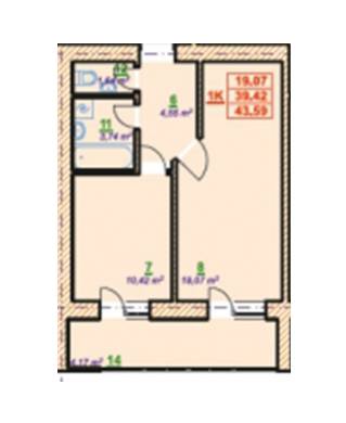 1-кімнатна 43.59 м² в ЖК на вул. Тисменицька, 307А від 9 300 грн/м², Івано-Франківськ