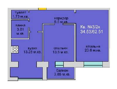 2-комнатная 62.51 м² в ЖД Липинський от застройщика, с. Липины