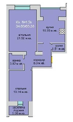 2-комнатная 65.38 м² в ЖД Липинський от застройщика, с. Липины