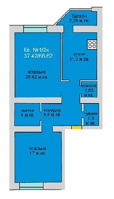 2-комнатная 66.62 м² в ЖД Липинський от застройщика, с. Липины