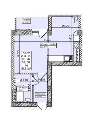 1-кімнатна 34.71 м² в ЖК Аvila DeLuxe від 12 600 грн/м², Ужгород