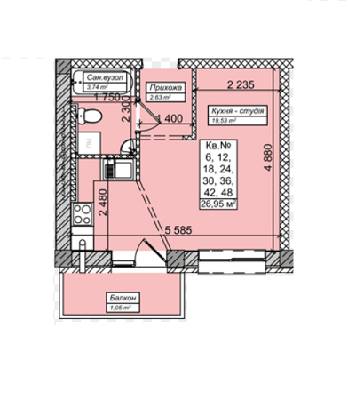 1-кімнатна 26.95 м² в ЖК Аvila DeLuxe від 12 600 грн/м², Ужгород