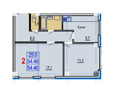 2-кімнатна 54.4 м² в ЖК Gaudi Hall від 17 500 грн/м², Харків