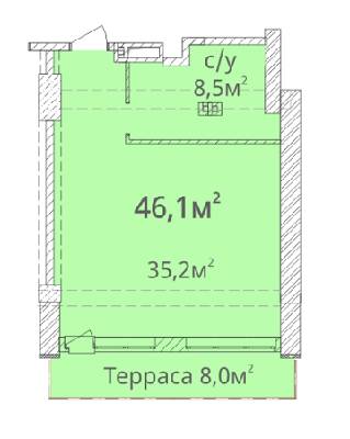 1-кімнатна 46.1 м² в ЖК Оріон від 19 690 грн/м², Одеса