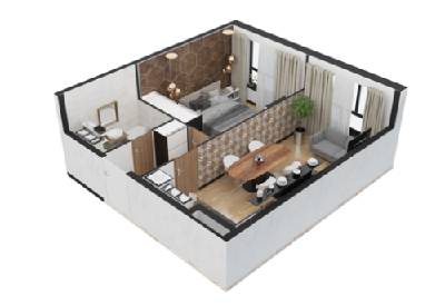 1-комнатная 39.3 м² в ЖК Graphité от застройщика, г. Борисполь