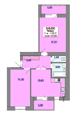 2-кімнатна 67.82 м² в ЖК Вовчинецький від забудовника, Івано-Франківськ