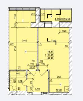 1-комнатная 49.42 м² в ЖК на Масанах от 8 990 грн/м², Чернигов