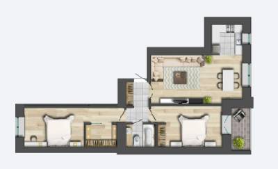 2-комнатная 76.75 м² в ЖК Шевченковский от 13 900 грн/м², Чернигов