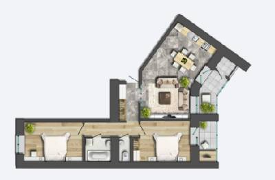 2-комнатная 83.73 м² в ЖК Шевченковский от 13 900 грн/м², Чернигов