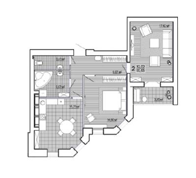 2-комнатная 69.65 м² в ЖК Сокольники от 14 300 грн/м², Харьков