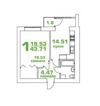 1-кімнатна 43.71 м² в ЖК Living Park "Нова Будова-2" від 12 600 грн/м², с. Мукша Китайгородська