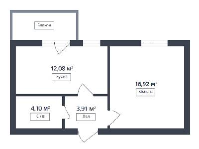 1-комнатная 38.56 м² в ЖК Европейка от 17 200 грн/м², с. Софиевская Борщаговка