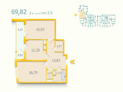 2-кімнатна 69.82 м² в ЖК Либідь від забудовника, Київ