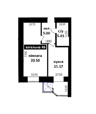 1-кімнатна 46 м² в ЖК Капітал 2 від 15 500 грн/м², м. Ірпінь