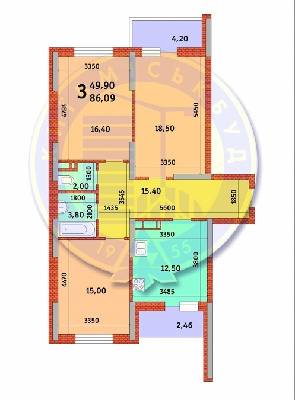 3-комнатная 86.09 м² в ЖК Новомостицко-Замковецкий от 17 100 грн/м², Киев