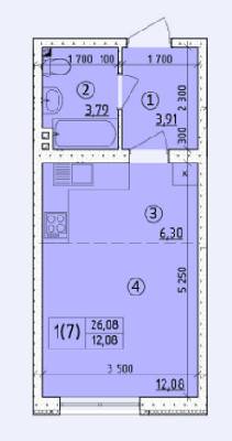 1-комнатная 26.08 м² в ЖК на ул. Светлицкого, 35 от застройщика, Киев