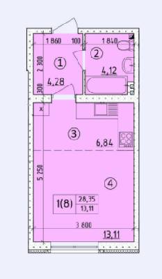 1-комнатная 28.35 м² в ЖК на ул. Светлицкого, 35 от застройщика, Киев