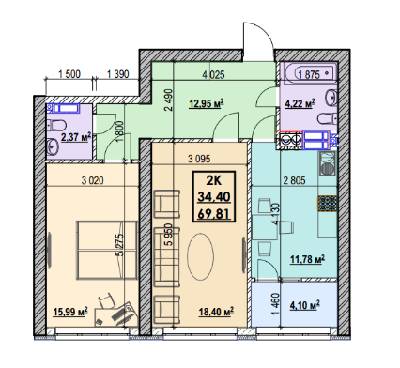 2-комнатная 69.81 м² в ЖК Ривьера от 22 000 грн/м², Киев