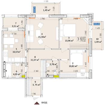 3-комнатная 79.32 м² в ЖК Новая Англия от 24 230 грн/м², Киев
