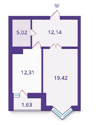 1-кімнатна 50.52 м² в ЖК Верховина від забудовника, Київ