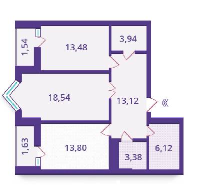2-кімнатна 75.55 м² в ЖК Верховина від забудовника, Київ