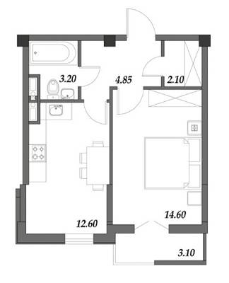 1-кімнатна 40.45 м² в ЖМ ARTVILLE від 17 350 грн/м², смт Авангард