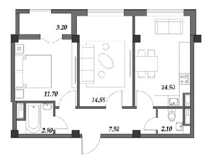 2-кімнатна 56.1 м² в ЖМ ARTVILLE від 17 100 грн/м², смт Авангард
