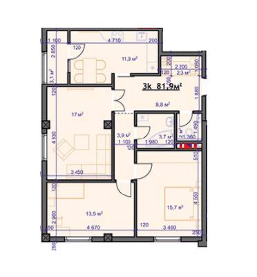 3-комнатная 81.9 м² в ЖД Европа от 21 000 грн/м², Ивано-Франковск