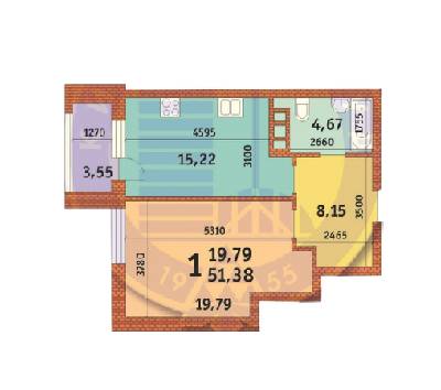1-кімнатна 51.38 м² в ЖК Лумумби від 40 540 грн/м², Київ