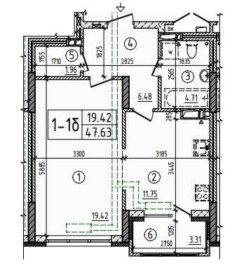 1-кімнатна 47.63 м² в ЖБ на вул. Вірменська, 6А від 24 730 грн/м², Київ