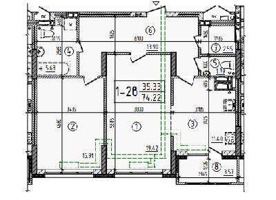 2-кімнатна 74.22 м² в ЖБ на вул. Вірменська, 6А від 24 730 грн/м², Київ