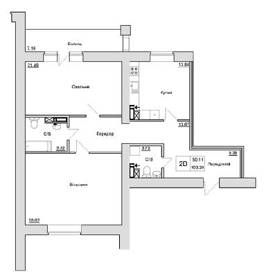2-кімнатна 103.2 м² в ЖБ на вул. Шевченка, 4 від 18 900 грн/м², м. Ірпінь
