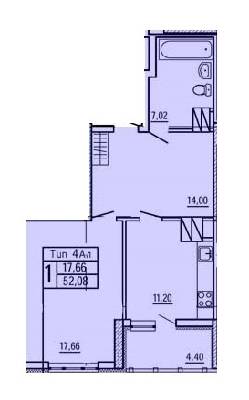 1-кімнатна 52.08 м² в ЖБ по пров. Тбіліский, 1/26 від забудовника, Київ