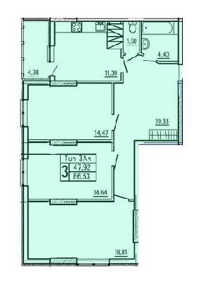 3-кімнатна 86.53 м² в ЖБ по пров. Тбіліский, 1/26 від забудовника, Київ