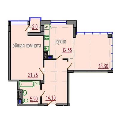 1-кімнатна 73.9 м² в ЖБ Подільський від 24 000 грн/м², Харків