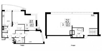 3-комнатная 193 м² в ЖК Адмирал от 22 000 грн/м², Киев