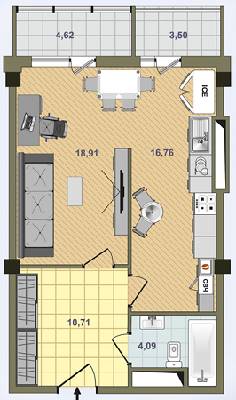 1-комнатная 56.59 м² в ЖК Аксиома от застройщика, Харьков