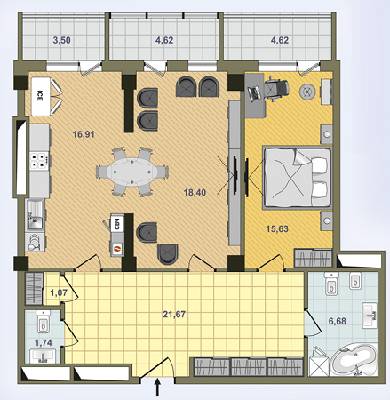 2-комнатная 90.78 м² в ЖК Аксиома от 24 500 грн/м², Харьков