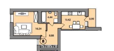 1-кімнатна 41.27 м² в ЖК Пурпурові вітрила від забудовника, м. Буча