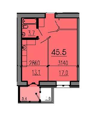 1-комнатная 45.5 м² в ЖК Алые Паруса от 13 100 грн/м², Днепр