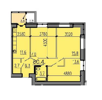 3-комнатная 80.4 м² в ЖК Алые Паруса от 12 500 грн/м², Днепр