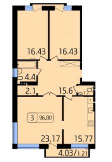 3-комнатная 96.8 м² в ЖК Паркове от застройщика, Львов