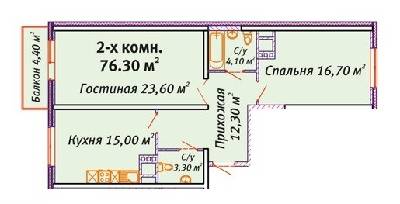 2-комнатная 76.3 м² в ЖК Апельсин от застройщика, Одесса