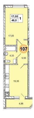 1-кімнатна 46 м² в ЖК Арена від 14 550 грн/м², Львів