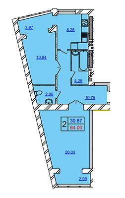 2-кімнатна 64 м² в ЖК Аvila Sky від 10 300 грн/м², Хмельницький