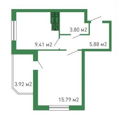 1-комнатная 38.8 м² в ЖК Банковский от застройщика, г. Борисполь